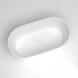 Venetio 60'' x 30'' Acrylic Alcove Freestanding Soaking Bathtub Oval Shape Gloss White - Venetio
