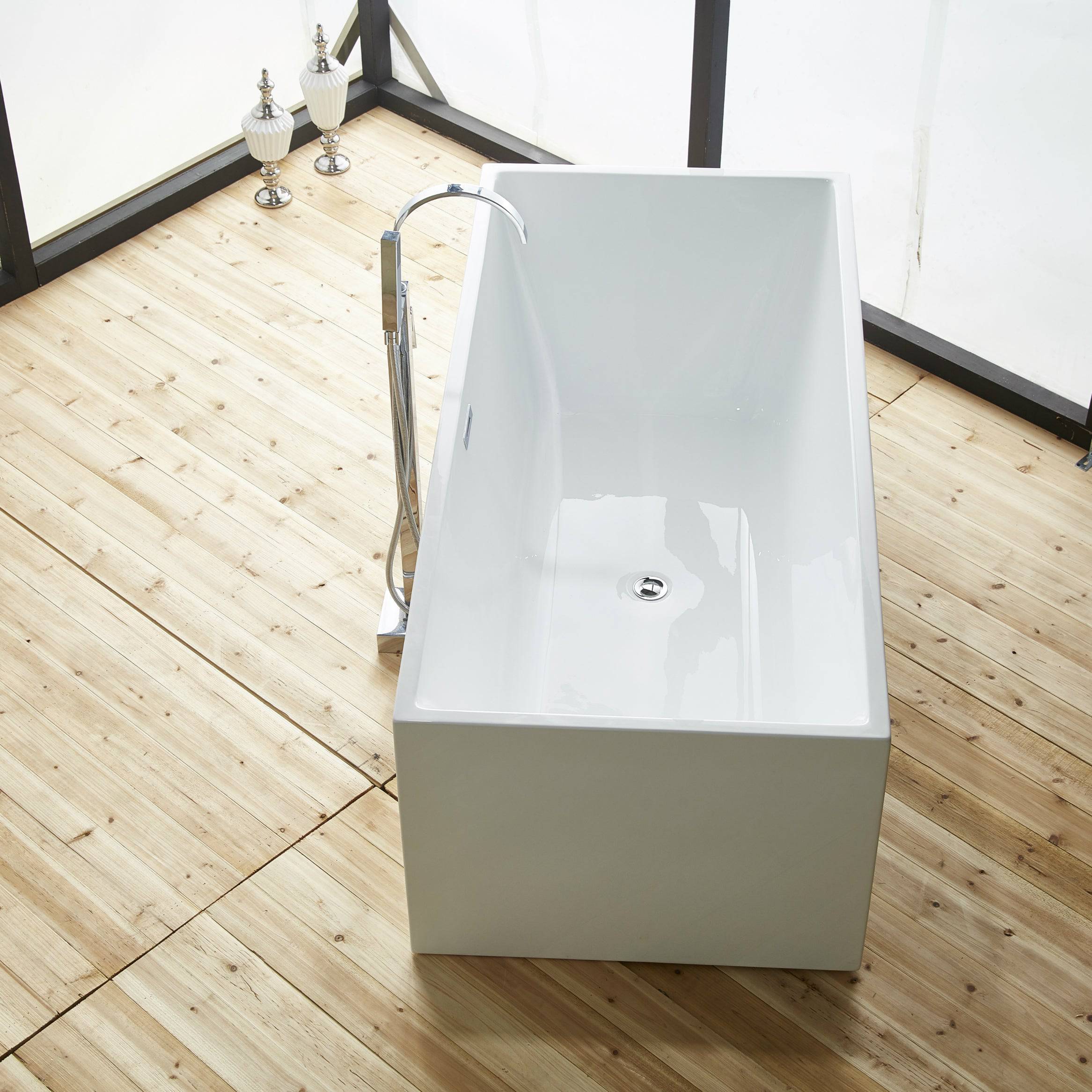 Venetio 67 x 31.5 x 23.6 inch 100% Acrylic Freestanding Bathtub Contemporary Soaking Tub with Brushed Nickel Overflow and Drain - Venetio