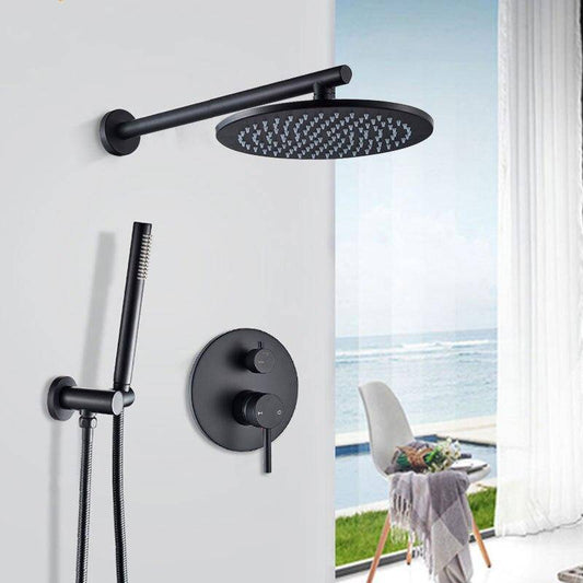 Venetio Matte Black Round Wall Mounted Rainfall Shower Mixer - Venetio