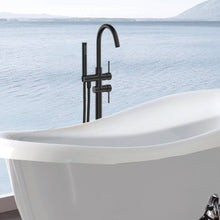 Cargar imagen en el visor de la galería, Venetio Double Handle Floor Mounted Freestanding Tub Filler Clawfoot Faucet With Hand Shower - Venetio