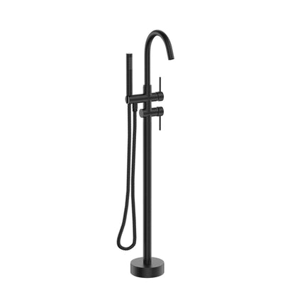 Venetio Double Handle Floor Mounted Freestanding Tub Filler Clawfoot Faucet With Hand Shower - Venetio