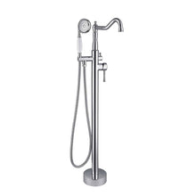 Load image into Gallery viewer, Venetio Double Handle Floor Mounted Freestanding Tub Filler Sliver Clawfoot Faucet With Hand Shower - Venetio