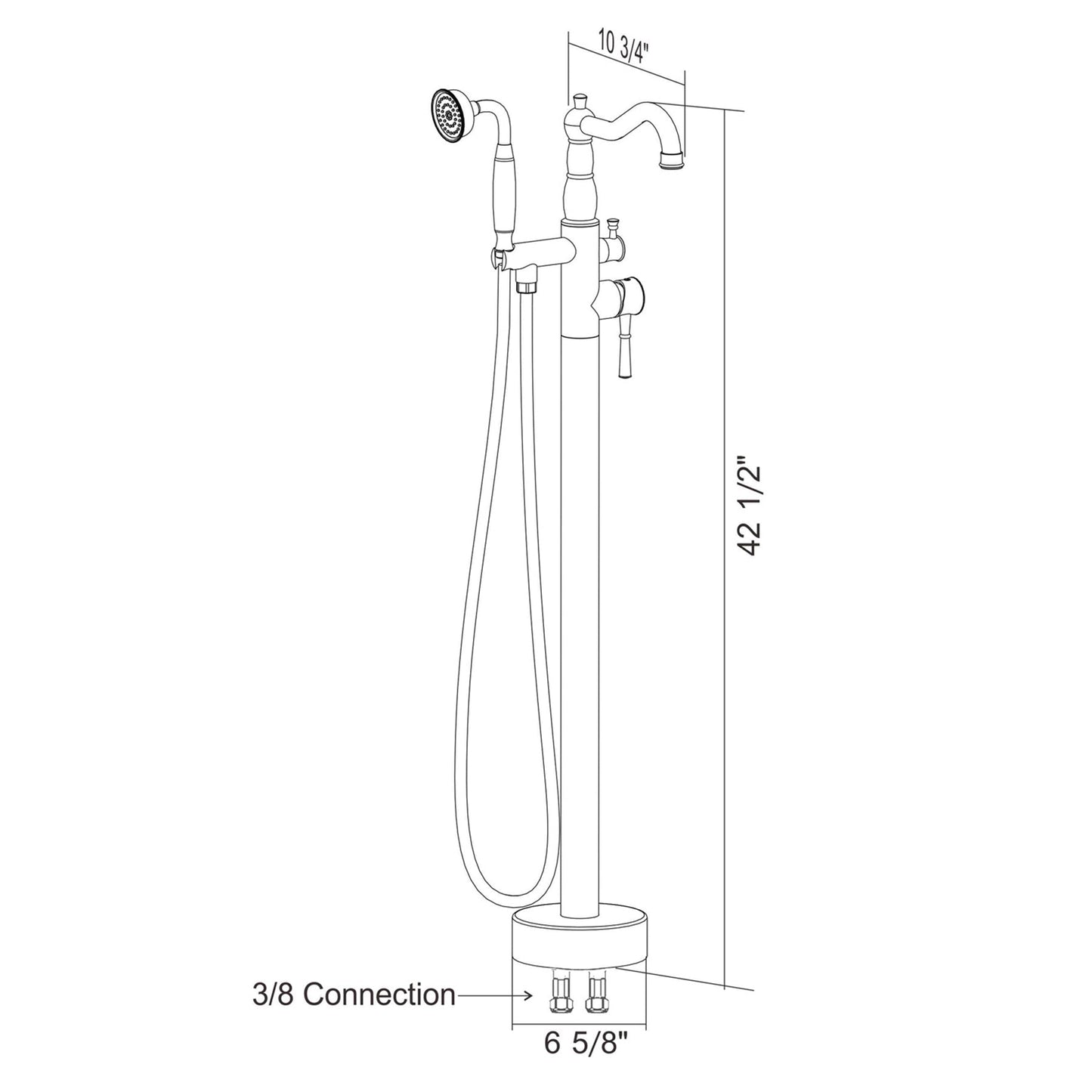 Venetio Double Handle Floor Mounted Freestanding Tub Filler Sliver Clawfoot Faucet With Hand Shower - Venetio