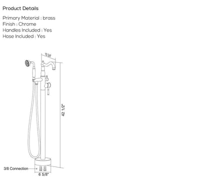 Venetio Double Handle Floor Mounted Freestanding Tub Filler Sliver Clawfoot Faucet With Hand Shower - Venetio