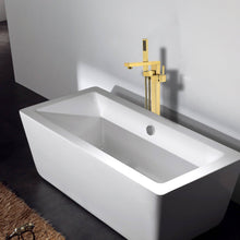Laden Sie das Bild in den Galerie-Viewer, Venetio Single Handle Floor Mounted Freestanding Tub Filler Bronze Square Faucet With Hand Shower - Venetio