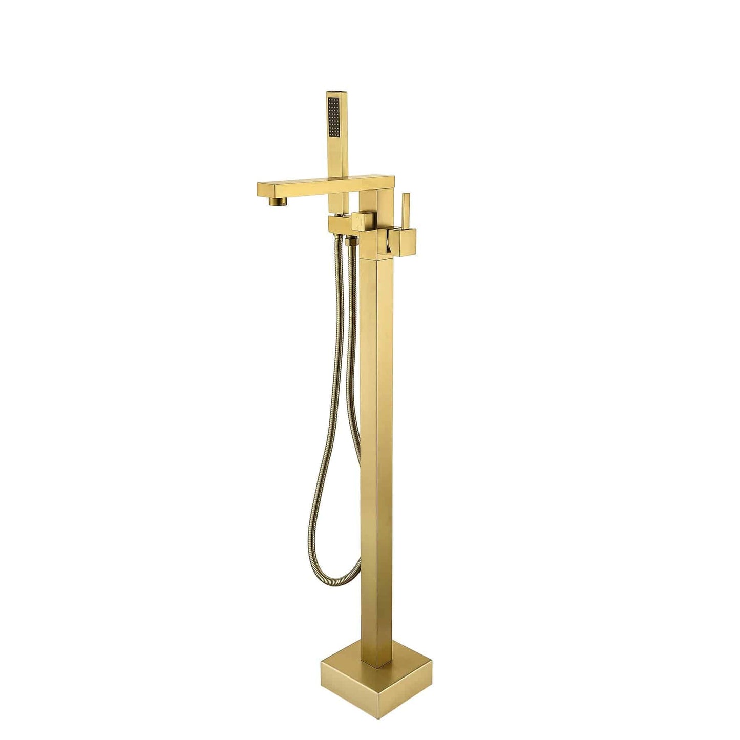 Venetio Single Handle Floor Mounted Freestanding Tub Filler Bronze Square Faucet With Hand Shower - Venetio