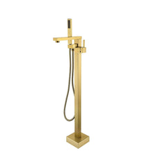 Load image into Gallery viewer, Venetio Single Handle Floor Mounted Freestanding Tub Filler Bronze Square Faucet With Hand Shower - Venetio
