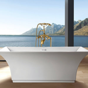 Venetio Single Handle Floor Mounted Freestanding Tub Filler Faucet With Hand Shower - Venetio
