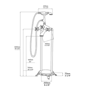 Venetio Single Handle Floor Mounted Freestanding Tub Filler Faucet With Hand Shower - Venetio