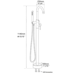 Venetio Single Handle Floor Mounted Freestanding Tub Filler Sliver Clawfoot Faucet With Hand Shower - Venetio