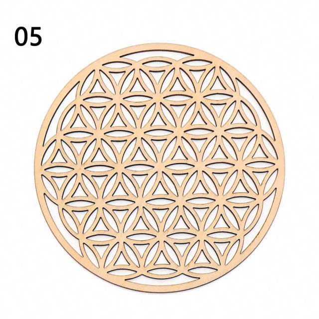 1PC Flower of Life Shape Wooden Wall Sign Laser Cut Non-slip Coaster Set Wood Placemats Table Mat Round Cup Pad Art Home Decor - Venetio