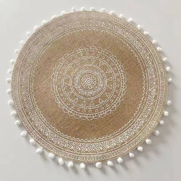 15 Inches 1Pc Round Delicate Embroidery&nbsp;Non-slip Heat Insulation Dining Table Placemat&nbsp; Dessert Pan Coffee Cup Mats - Venetio