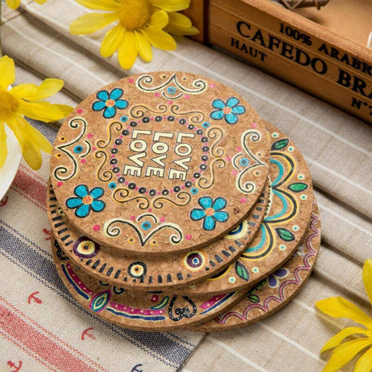 Colorful Round Cork Coaster Coffee Drink Tea Cup Mat Placemats 4Pcs/set - Venetio