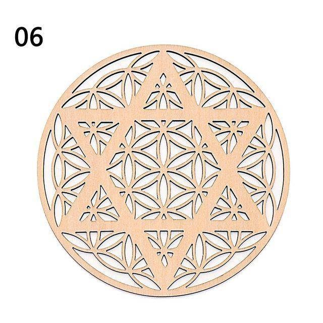 1PC Flower of Life Shape Wooden Wall Sign Laser Cut Non-slip Coaster Set Wood Placemats Table Mat Round Cup Pad Art Home Decor - Venetio