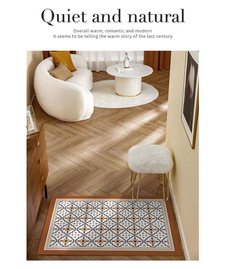 Nordic light luxury retro washable non-slip leather floor mat door mat - Venetio