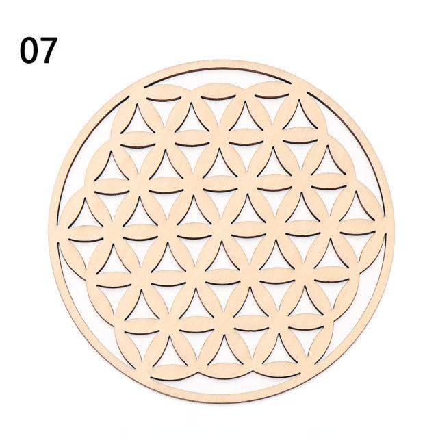 1PC Flower of Life Shape Wooden Wall Sign Laser Cut Non-slip Coaster Set Wood Placemats Table Mat Round Cup Pad Art Home Decor - Venetio