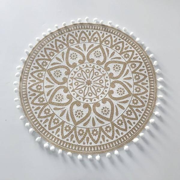 15 Inches 1Pc Round Delicate Embroidery&nbsp;Non-slip Heat Insulation Dining Table Placemat&nbsp; Dessert Pan Coffee Cup Mats - Venetio