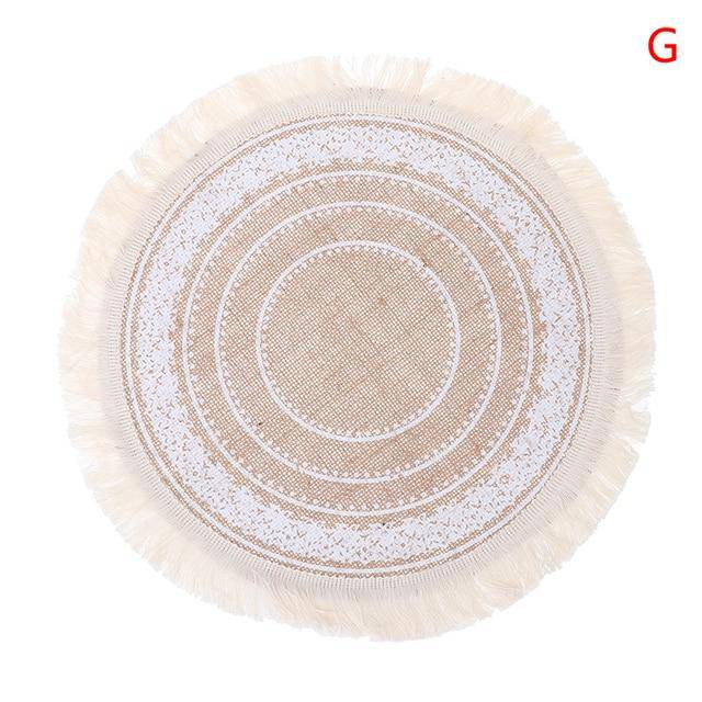 1Pc Creative Jute Table Placemats Resistant Heat Non-Slip Home Linen Fabric Washable Bowl Cup Mat - Venetio