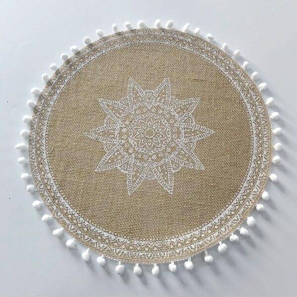 15 Inches 1Pc Round Delicate Embroidery&nbsp;Non-slip Heat Insulation Dining Table Placemat&nbsp; Dessert Pan Coffee Cup Mats - Venetio