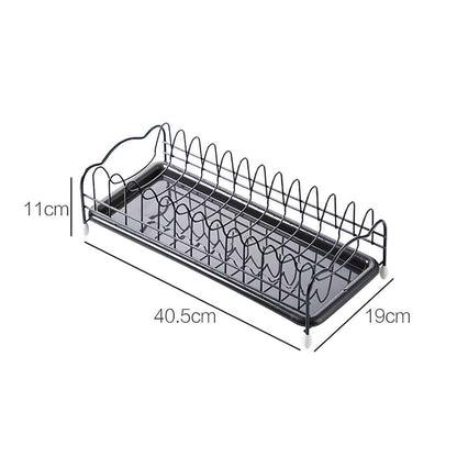 Iron Powder Coating Kitchen Dish Drying Rack Holder with Tray for Flat Plate - Venetio