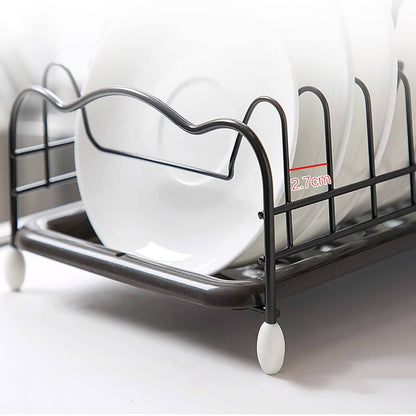 Iron Powder Coating Kitchen Dish Drying Rack Holder with Tray for Flat Plate - Venetio