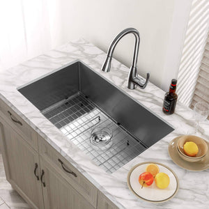 32'' x 19'' Single Bowl Kitchen Sink 16 Gauge Undermount Stainless Steel Kitchen Sink, Bar or Prep Kitchen sink - Venetio