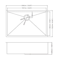 Charger l&#39;image dans la galerie, 33x22 Inches  304 Stainless Steel Single Bowl Undermount Handmade Kitchen Sink - Venetio
