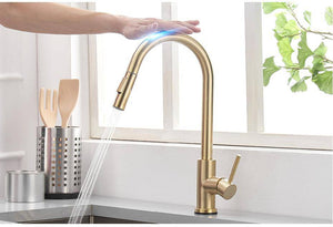 Venetio Touchless Sensor Kitchen Faucet Pull Down with Golden Black Brushed Nickel - Venetio