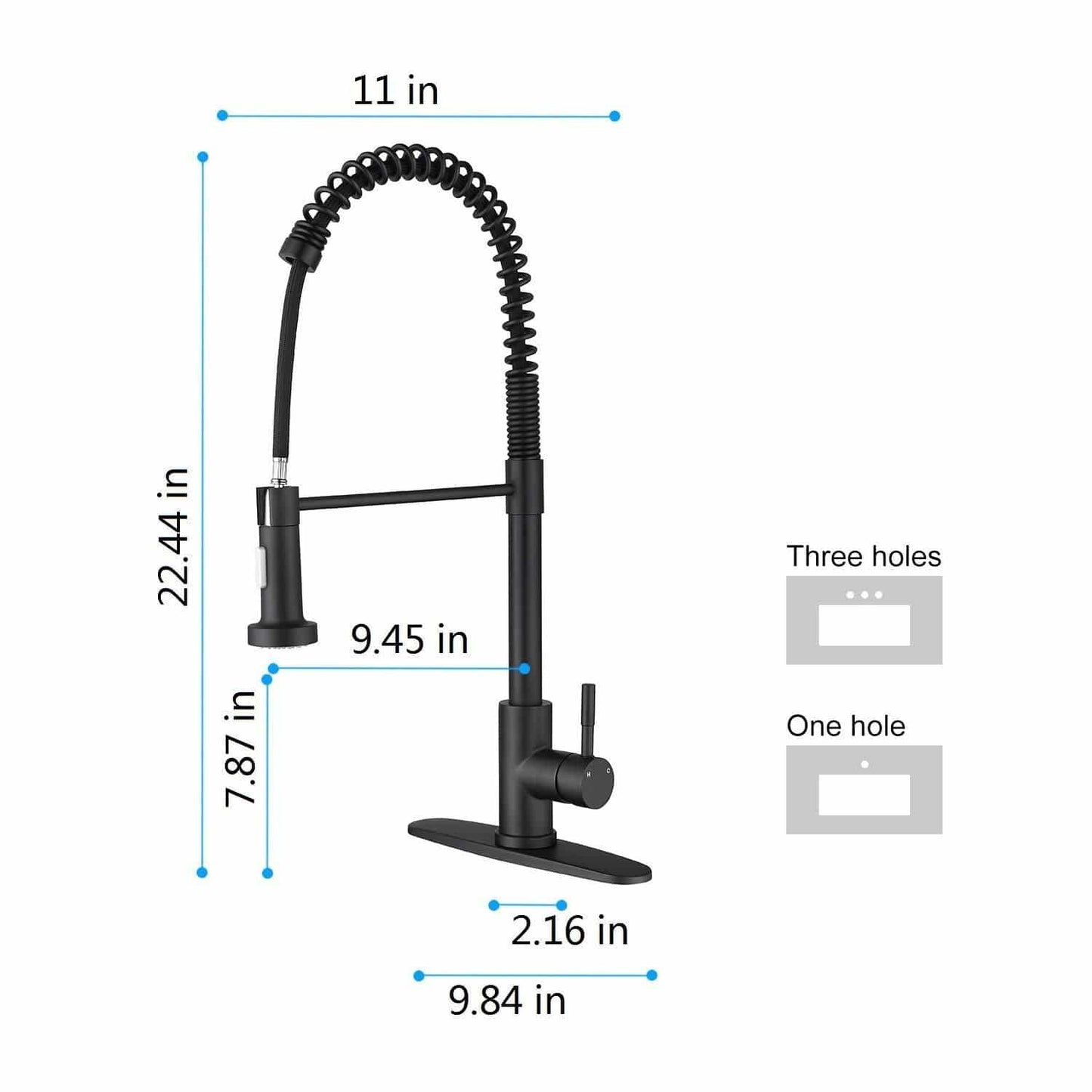 Kitchen Faucets Commercial Stainless Steel Single Handle Single Lever Pull Down, Matte Black,One Hole - Venetio