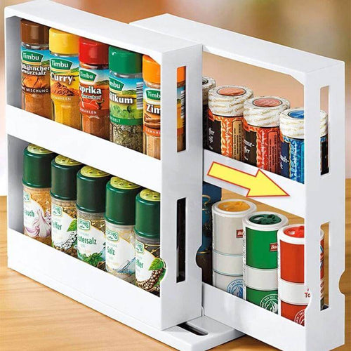 Kitchen Spice Organizer Rack Multi-Function Rotating Storage Shelf Slide - Venetio