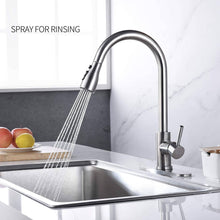 Laden Sie das Bild in den Galerie-Viewer, Stainless Steel Kitchen Faucets, High Arc Single Handle Pull out Brushed Nicke, Single Level with Pull down Sprayer - Venetio