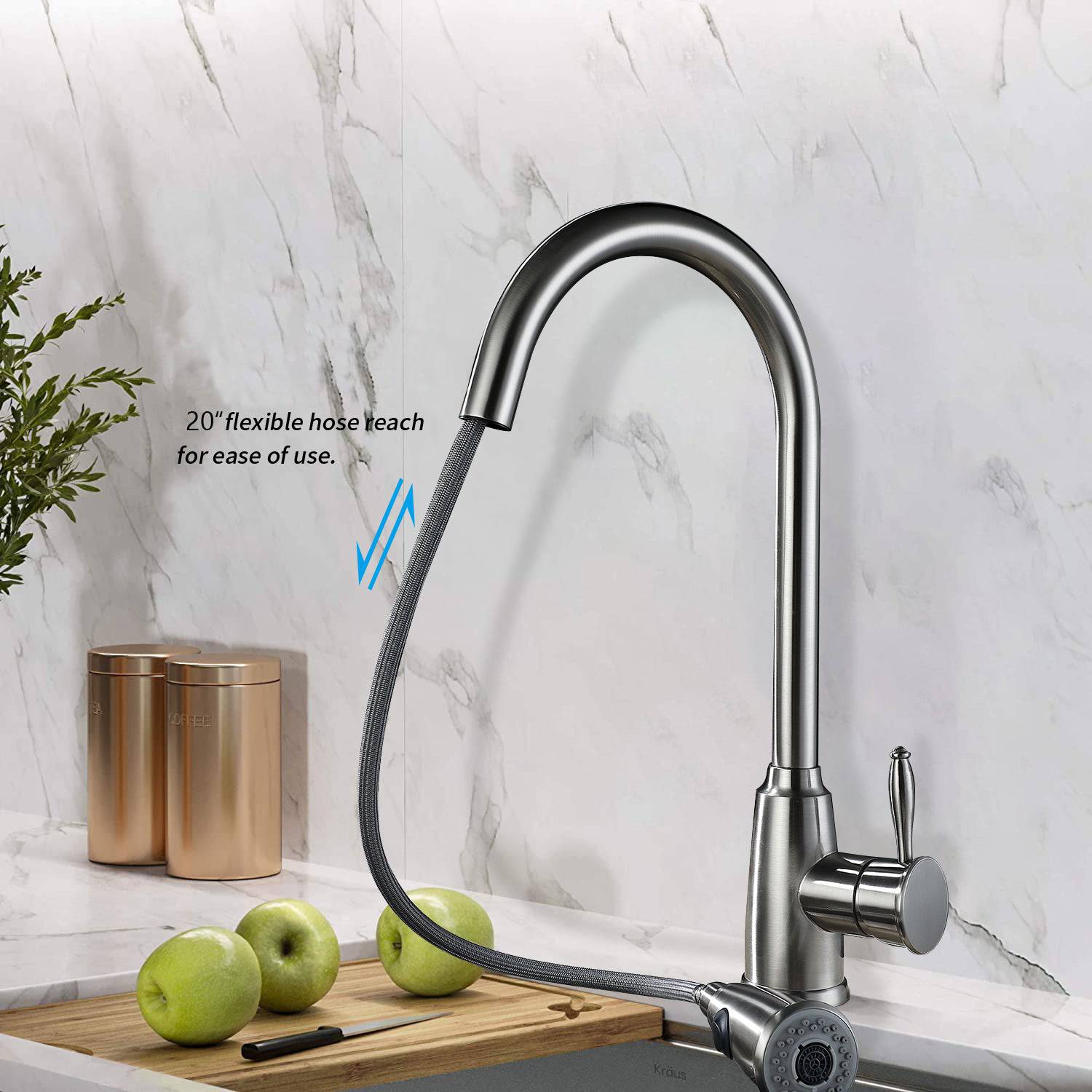 Venetio Single Handle Brushed Nickel Stainless Steel Pull down Kitchen Faucet - Venetio