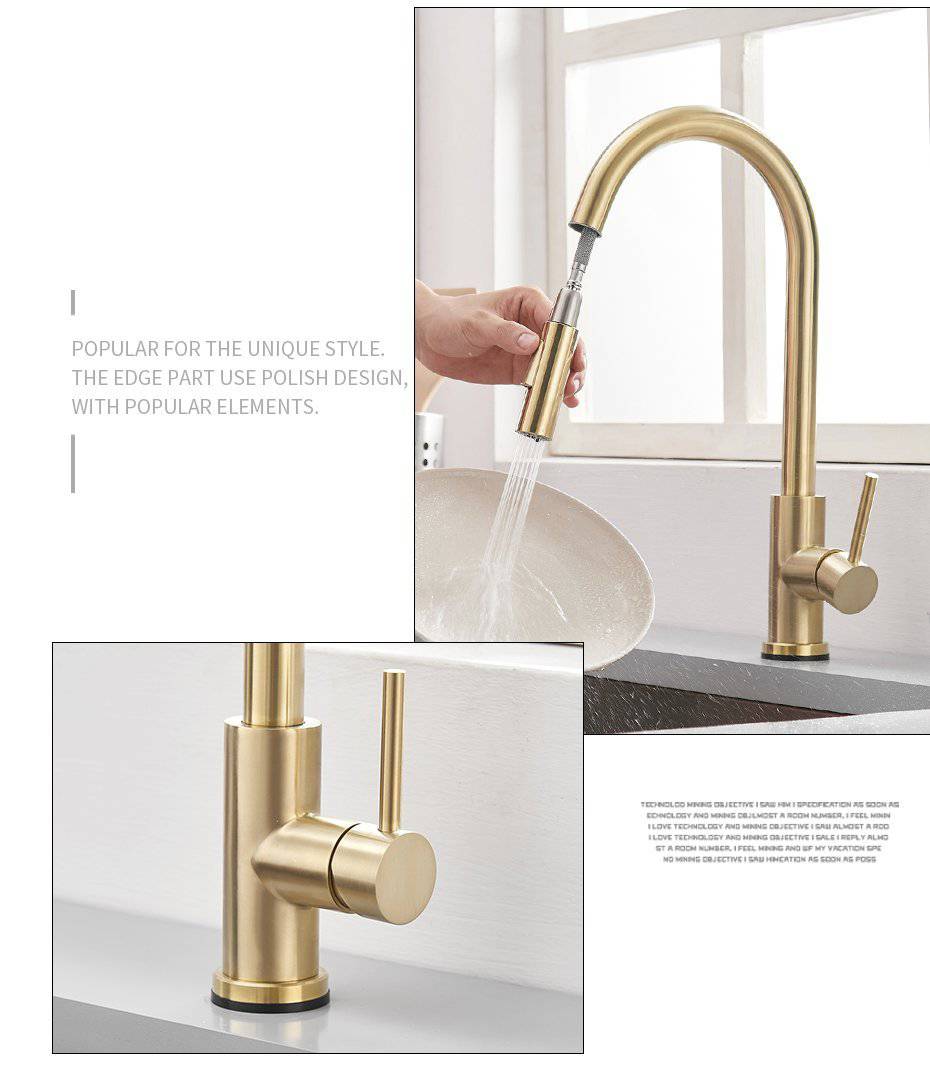 Venetio Touchless Sensor Kitchen Faucet Pull Down with Golden Black Brushed Nickel - Venetio