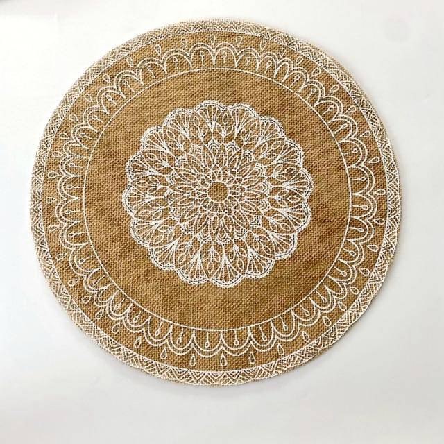 15 Inches 1Pc Round Delicate Embroidery&nbsp;Non-slip Heat Insulation Dining Table Placemat&nbsp; Dessert Pan Coffee Cup Mats - Venetio