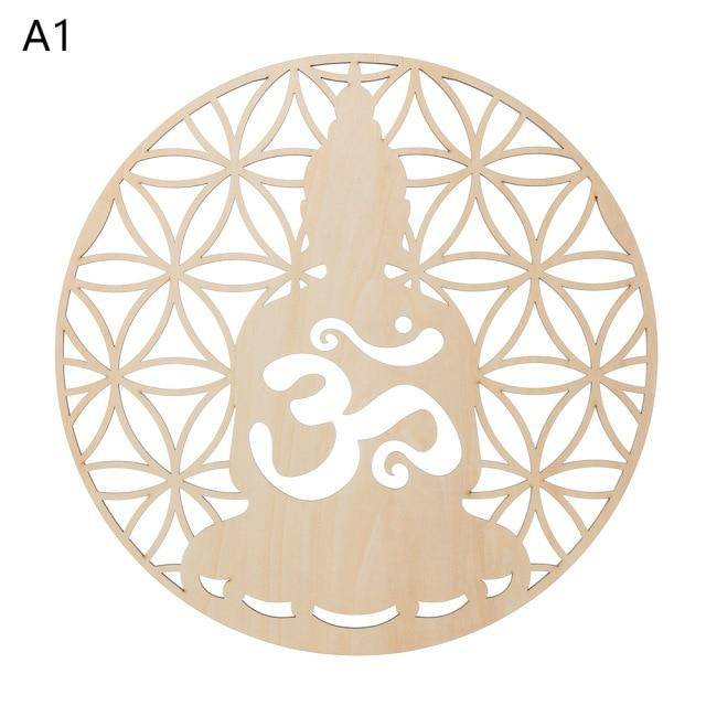 1PC Flower of Life Shape Wooden Wall Sign Laser Cut Non-slip Coaster Set Wood Placemats Table Mat Round Cup Pad Art Home Decor - Venetio