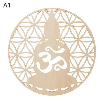 1PC Flower of Life Shape Wooden Wall Sign Laser Cut Non-slip Coaster Set Wood Placemats Table Mat Round Cup Pad Art Home Decor - Venetio