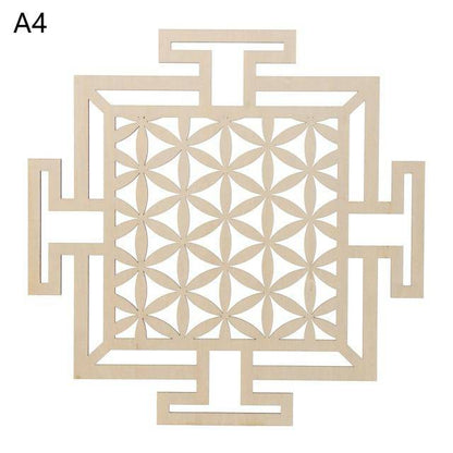 1PC Flower of Life Shape Wooden Wall Sign Laser Cut Non-slip Coaster Set Wood Placemats Table Mat Round Cup Pad Art Home Decor - Venetio