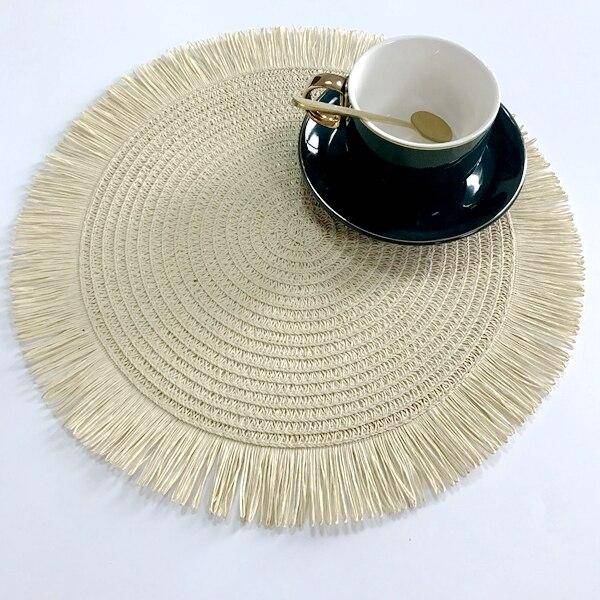 15 Inches 1Pc Round Delicate Embroidery&nbsp;Non-slip Heat Insulation Dining Table Placemat&nbsp; Dessert Pan Coffee Cup Mats - Venetio