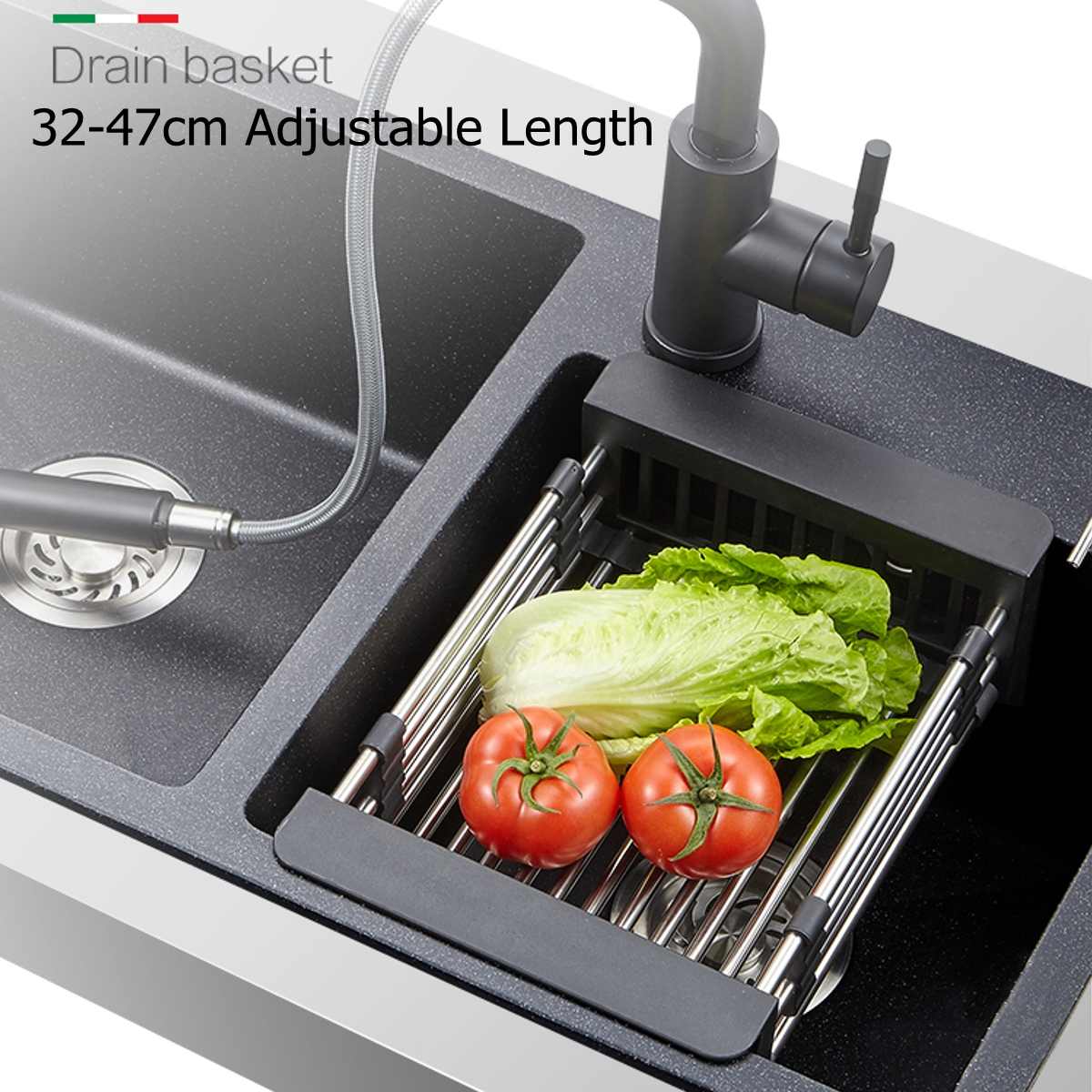 Stainless Steel Adjustable Telescopic Kitchen Over Sink Dish Drying Rack - Venetio