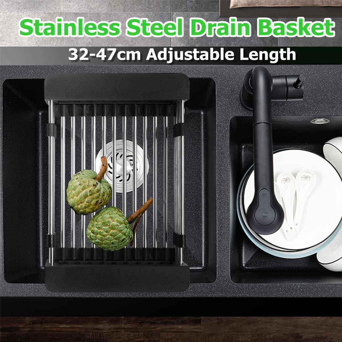 Stainless Steel Adjustable Telescopic Kitchen Over Sink Dish Drying Rack - Venetio