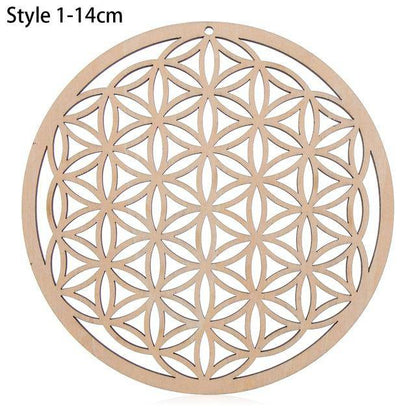 1PC Flower of Life Shape Wooden Wall Sign Laser Cut Non-slip Coaster Set Wood Placemats Table Mat Round Cup Pad Art Home Decor - Venetio