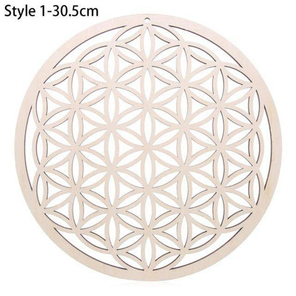 1PC Flower of Life Shape Wooden Wall Sign Laser Cut Non-slip Coaster Set Wood Placemats Table Mat Round Cup Pad Art Home Decor - Venetio