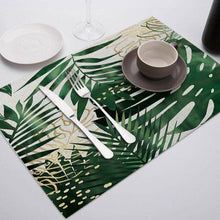 Load image into Gallery viewer, Green Leaf Print Placemats for Dining Table Mats - Venetio