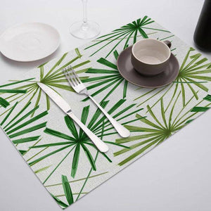 Green Leaf Print Placemats for Dining Table Mats - Venetio