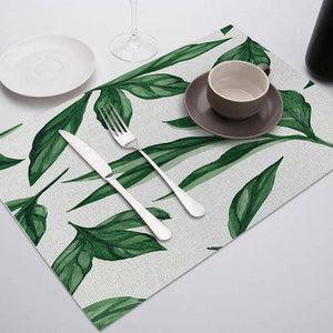 Green Leaf Print Placemats for Dining Table Mats - Venetio