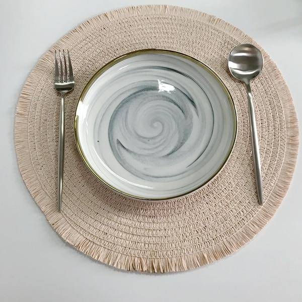 15 Inches 1Pc Round Delicate Embroidery&nbsp;Non-slip Heat Insulation Dining Table Placemat&nbsp; Dessert Pan Coffee Cup Mats - Venetio